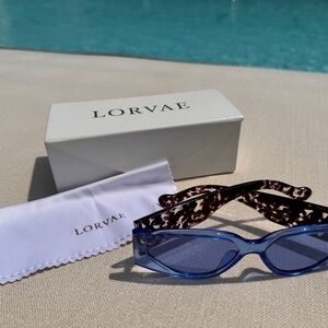 Lorvae Blue and Brown Sunglasses with Tortoiseshell Chain